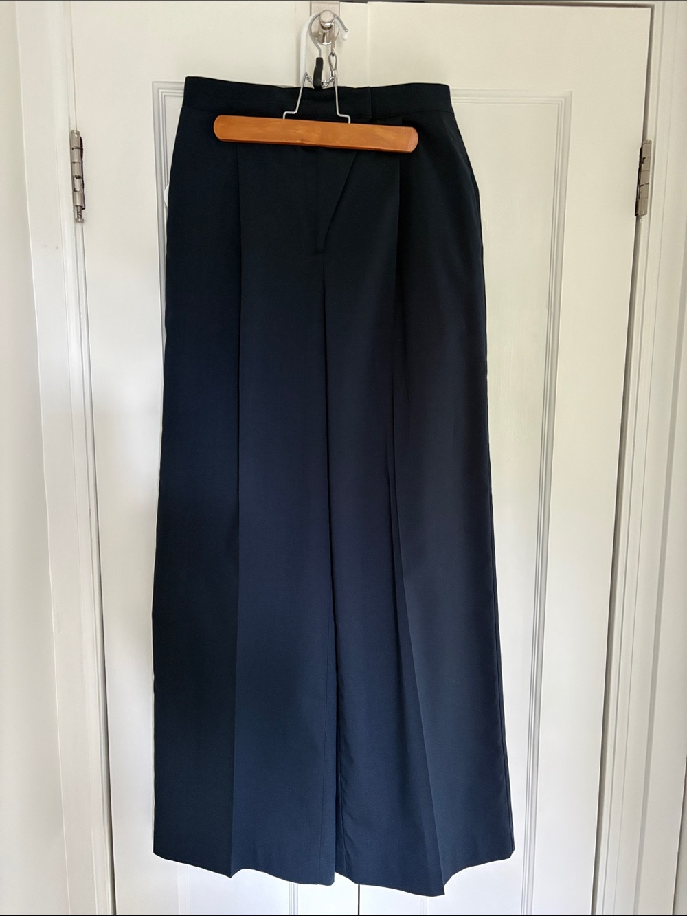 The Frankie Shop Navy Wide-Leg Trousers